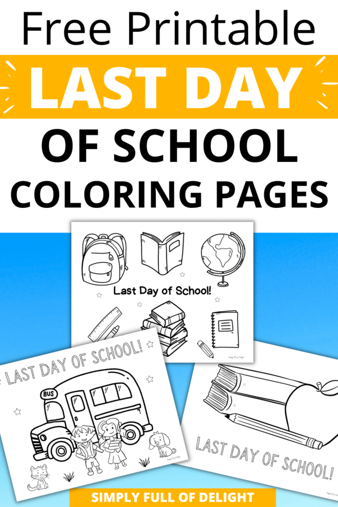 free printable last day of school coloring pages - free coloring sheets including a school bus, school supplies and apple with books