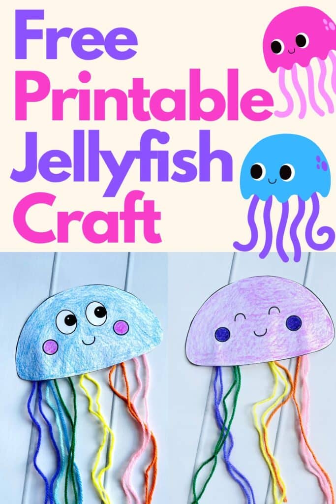 Free printable Jellyfish craft - a paper jellyfish craft with yarn tentacles.