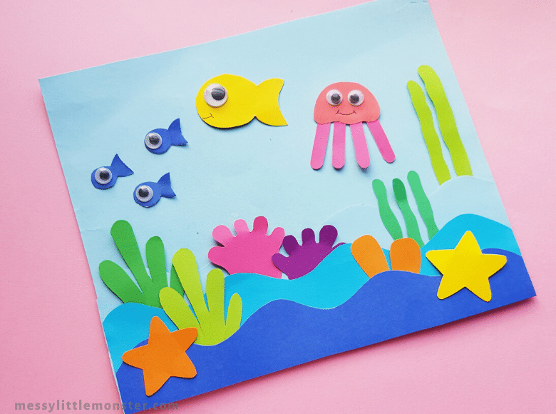 easy ocean paper craft - ocean scene from paper by Messy Little Monster