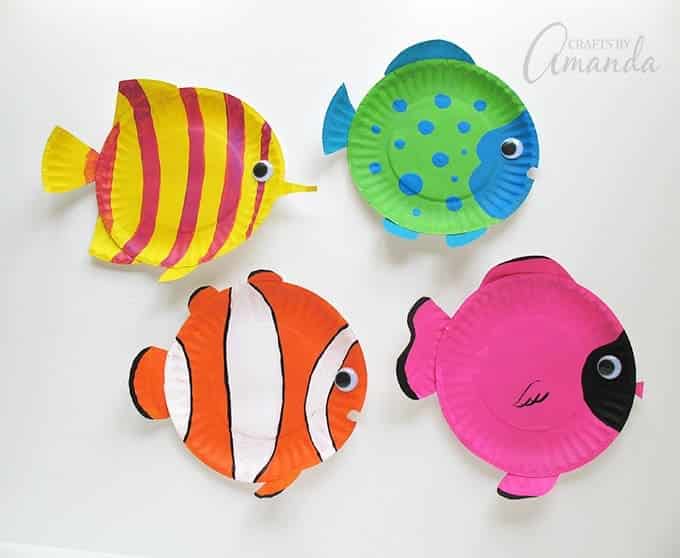 colorful paper plate tropical fish by Crafts by Amanda