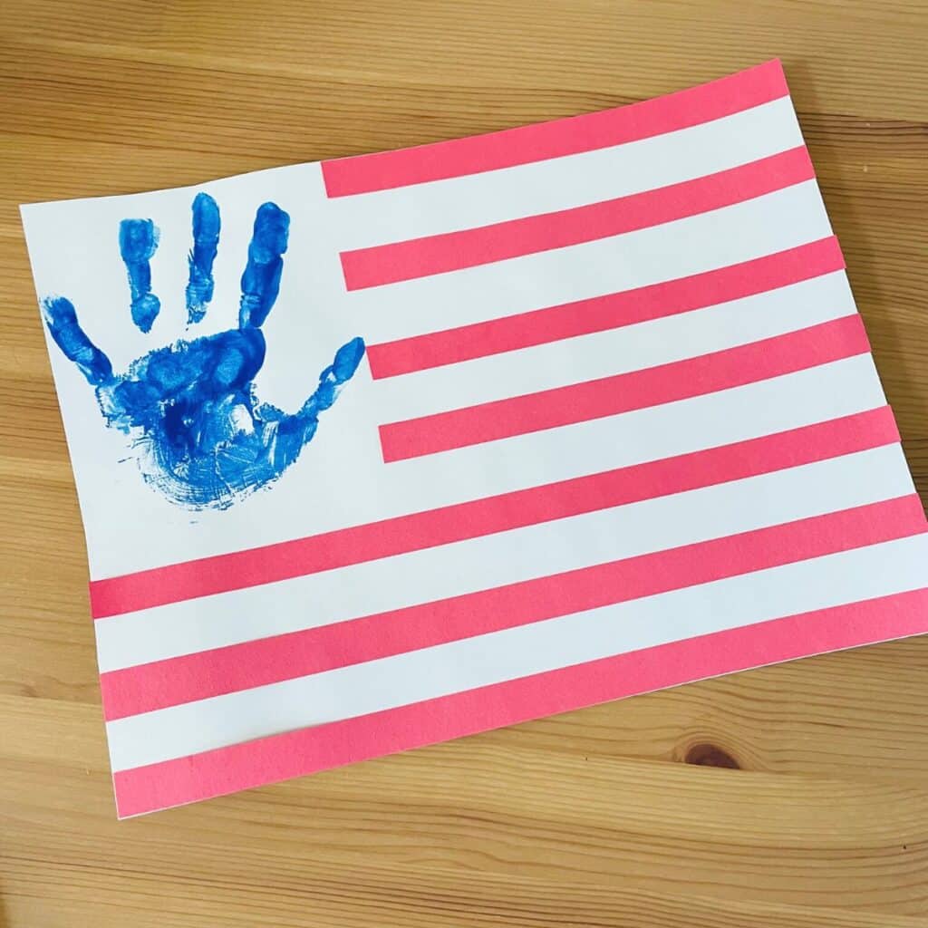 preschool handprint flag craft