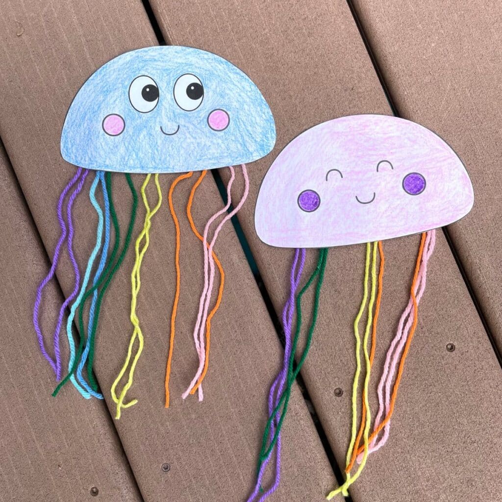 printable jellyfish paper craft completed