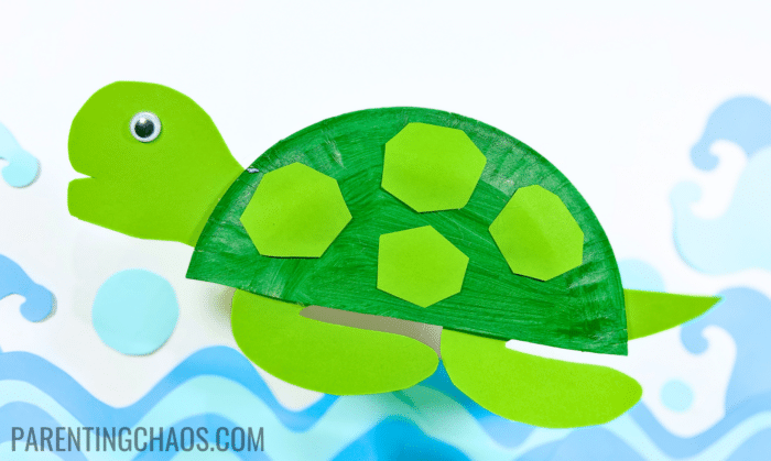 turtle paper plate craft by Parenting Chaos