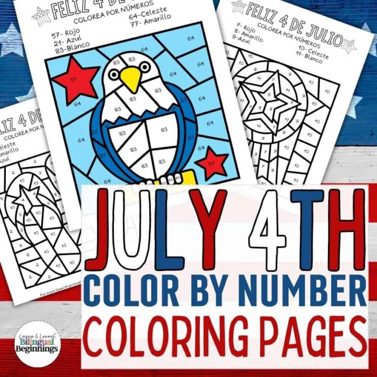 spanish color by number pages by Bilingual Beginnings
