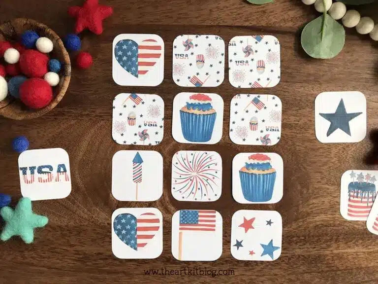 4th of July Memory match game by The Art Kit blog