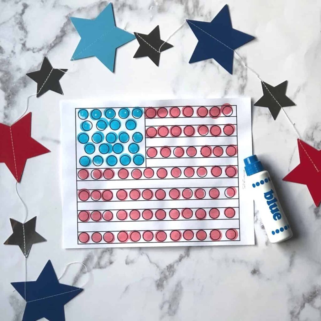 American Flag Dot Marker Printable from Two Pink Peonies