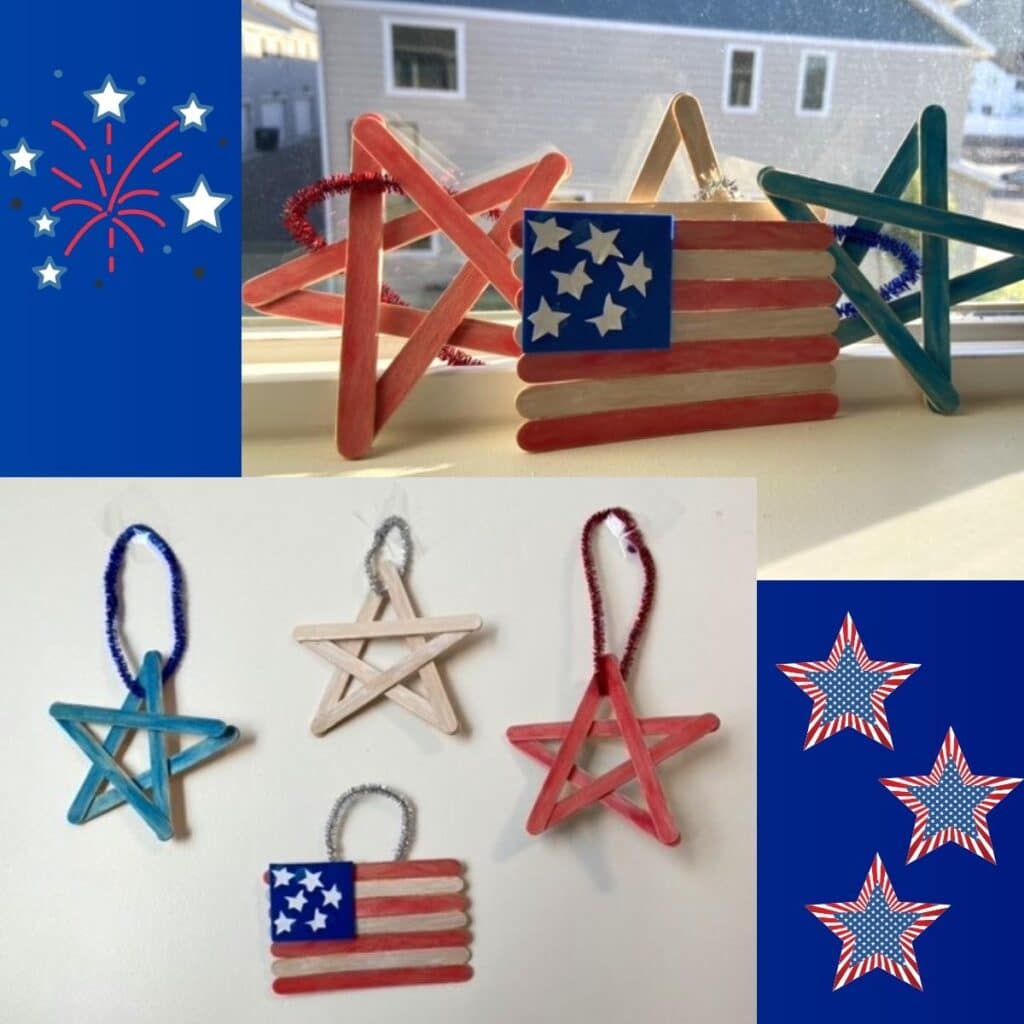Popsicle Stick Stars and Stripes Crafts  by Events to Celebrate.