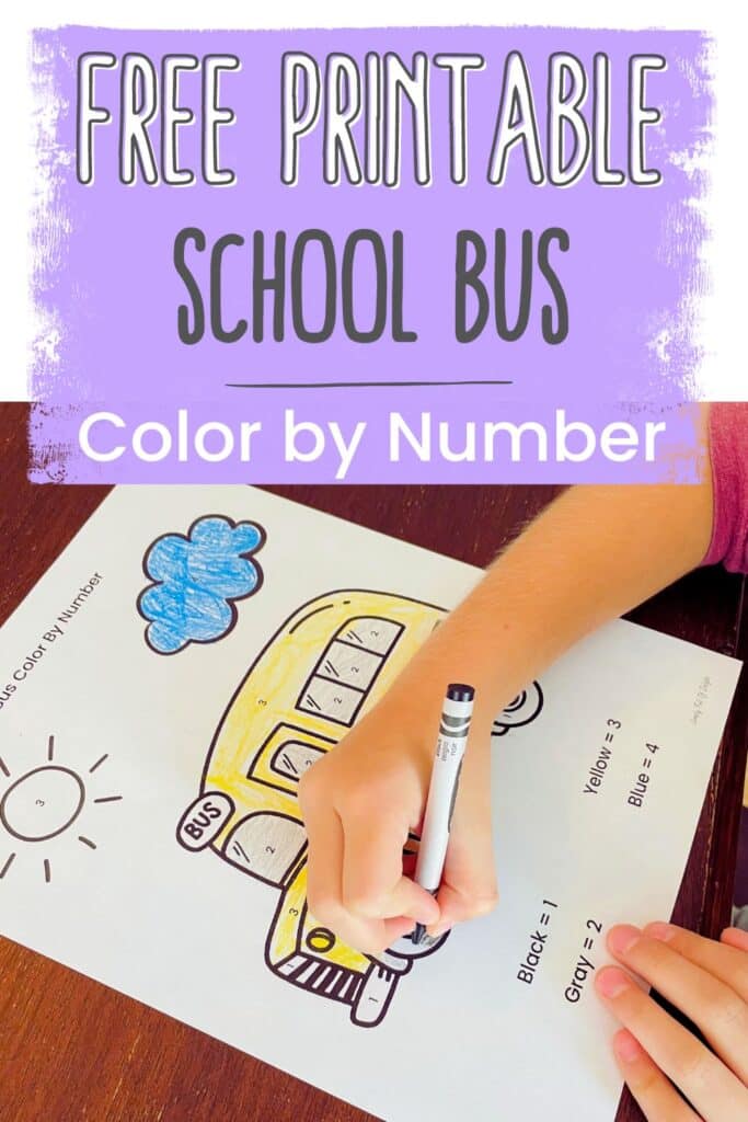 school bus color by number free printable worksheets