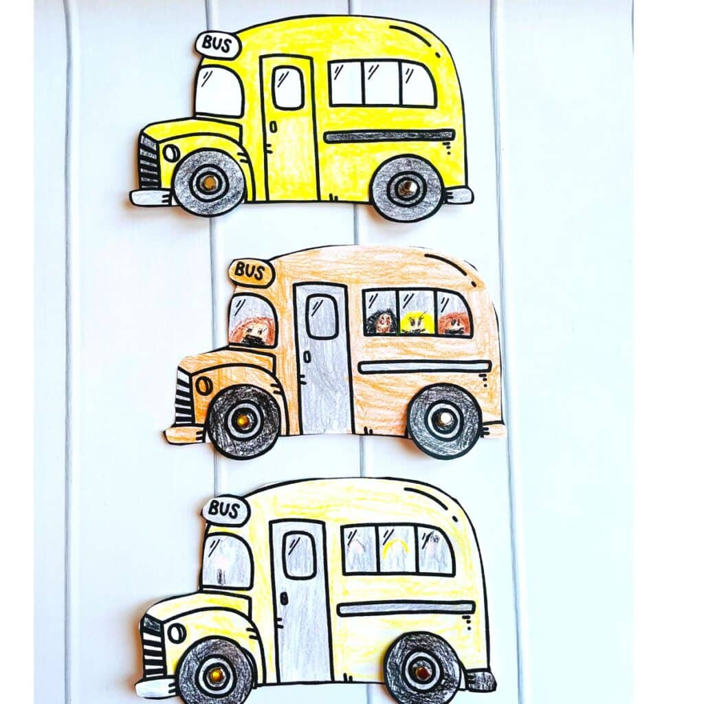 3 school bus crafts completed