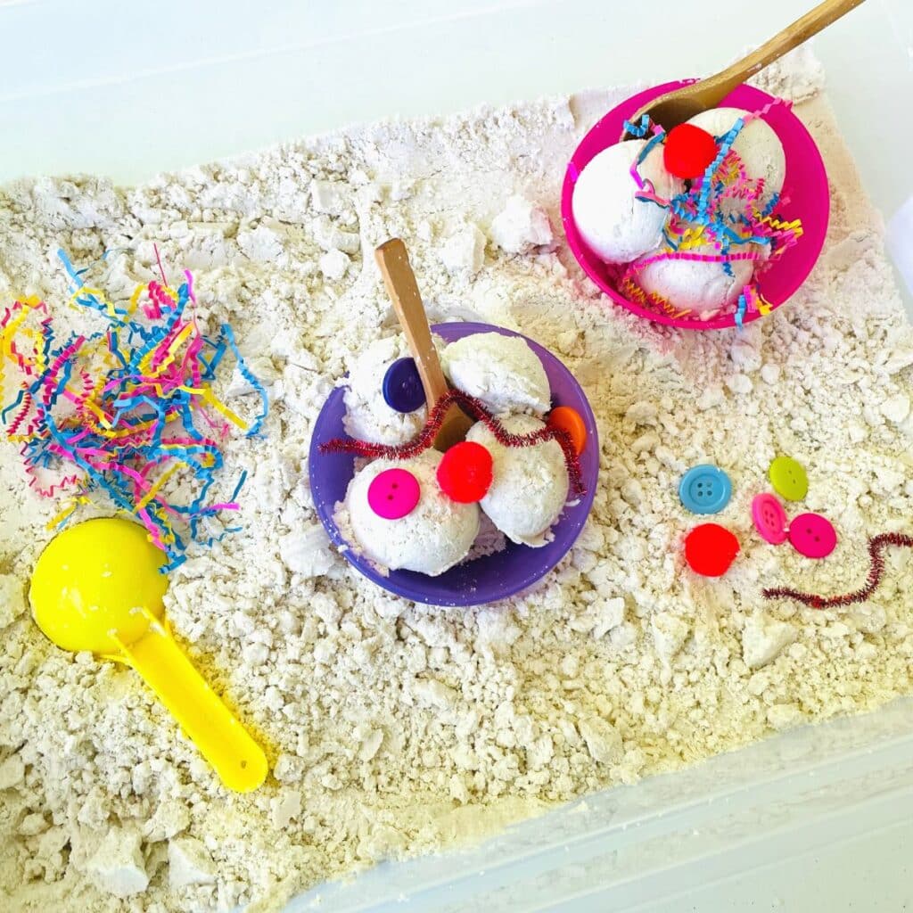 ice cream summer sensory bin for preschoolers