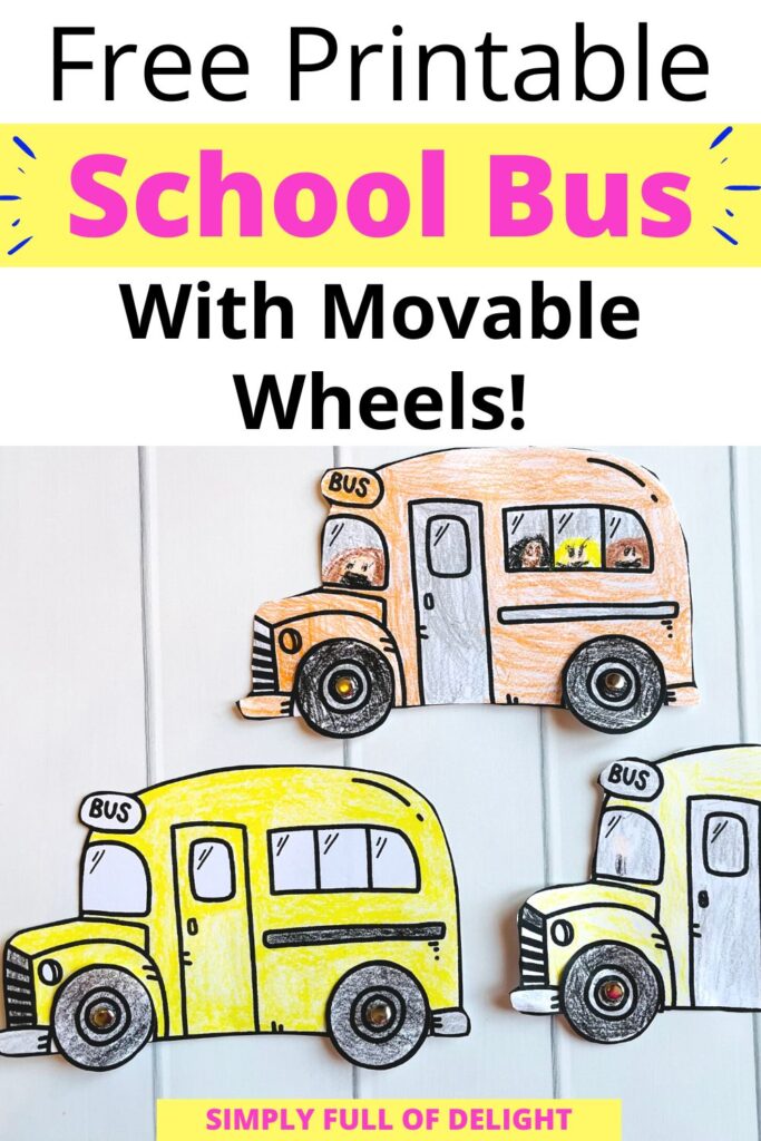 free printable school bus with moveabe wheels - shown several school bus paper crafts