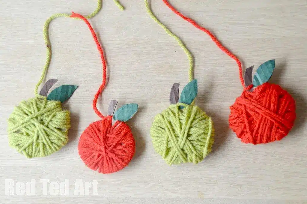 yarn wrapped apples by Red Ted Art