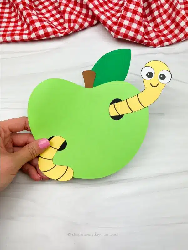 worm in an apple craft by Simple Everyday Mom