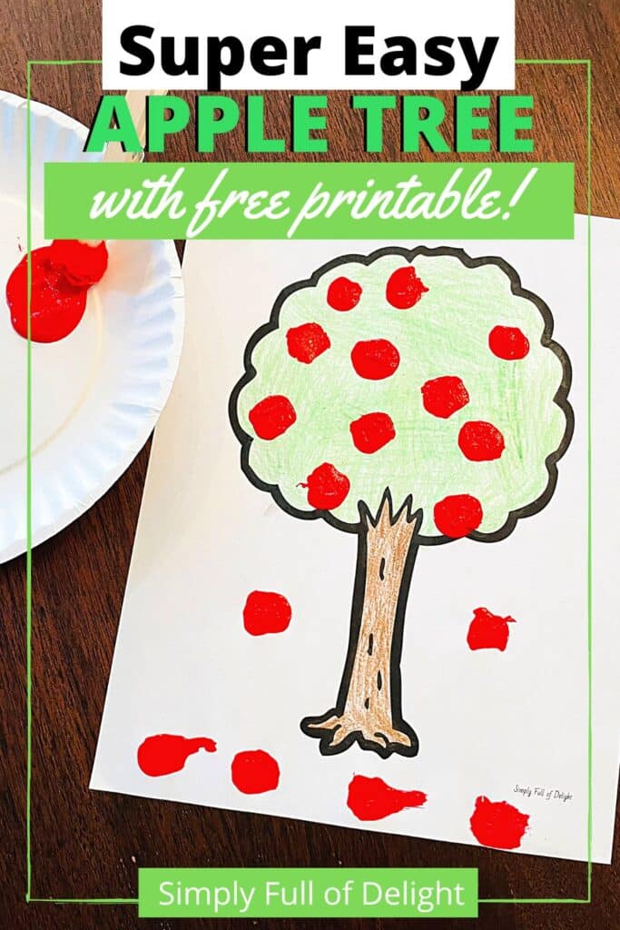 easy apple tree with free printable - red paint apples on an apple tree printable.