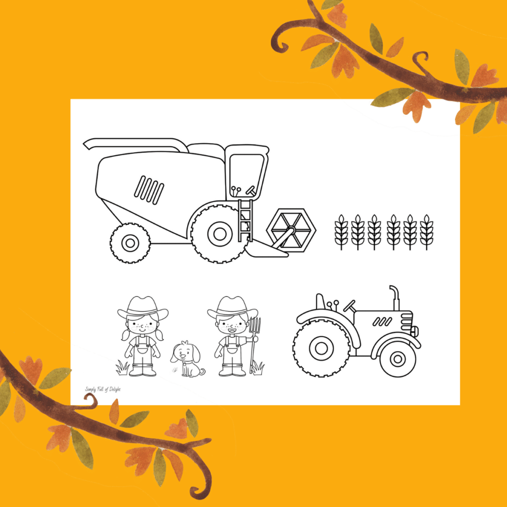 a combine with a tractor coloring page