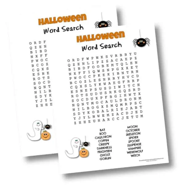 3 Free Printable Halloween Word Searches from Three Kids, Three Cats, and a Husband. 