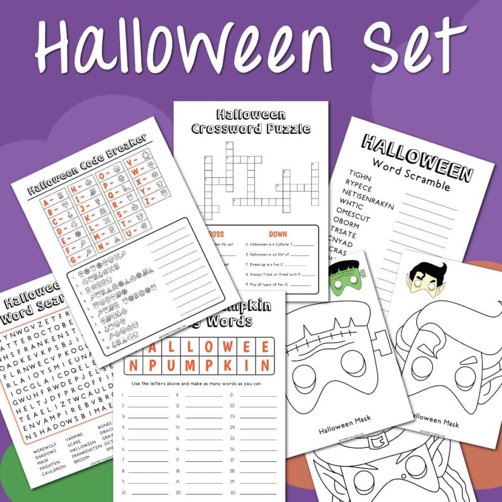 Halloween Activities Printable Set by Artsy Pretty Colors