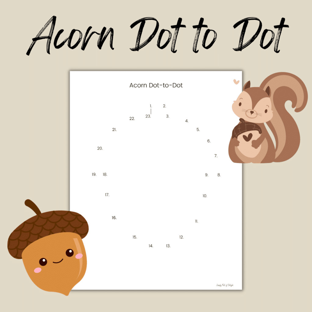 acorn dot to dot free printable