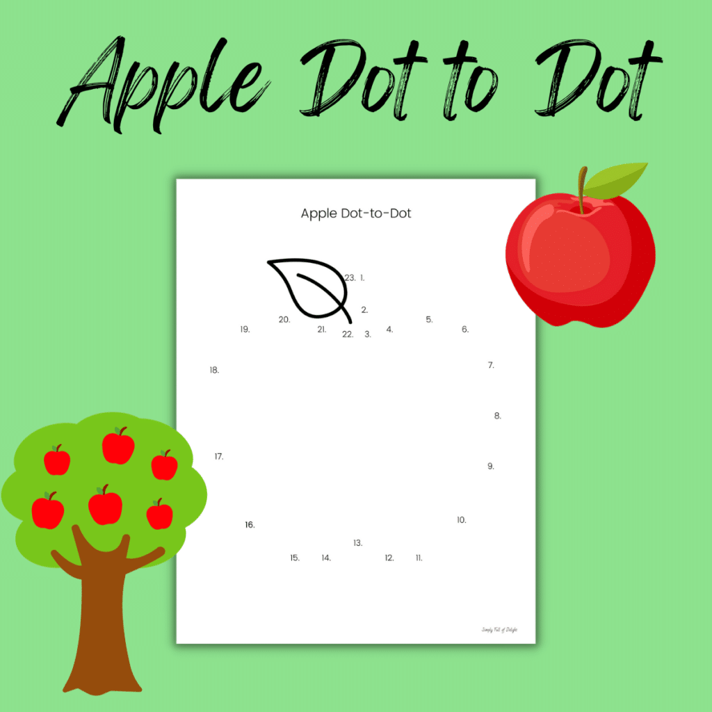 apple dot to dot printable for preschool