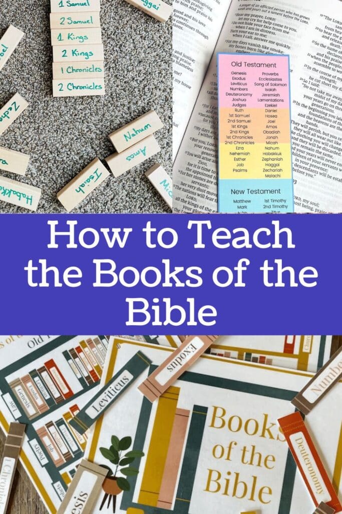 Books of the Bible Activities including Jenga block Books of the Bible game, Books of Bible bookmark, and printable Books of the Bible pages