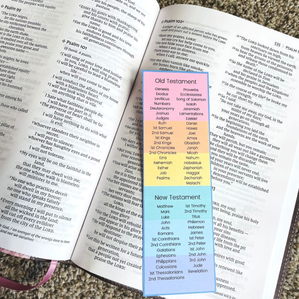 books of the Bible Bookmark for kids