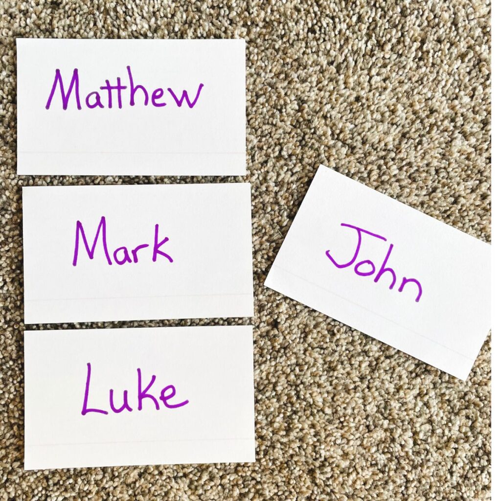 Books of the Bible Index cards game.