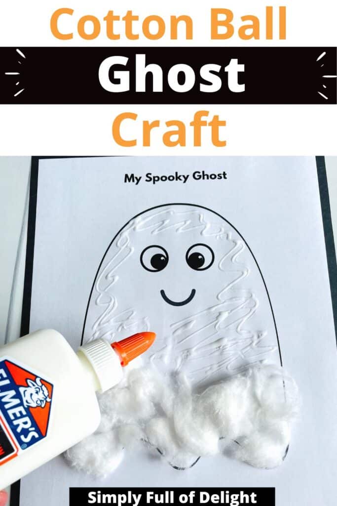 cotton ball ghost craft for kids - easy preschool ghost craft with free printable