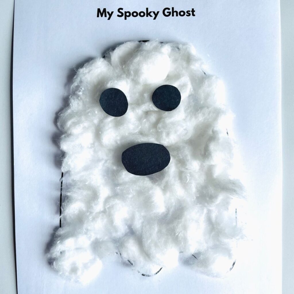 easy cotton ball ghost craft