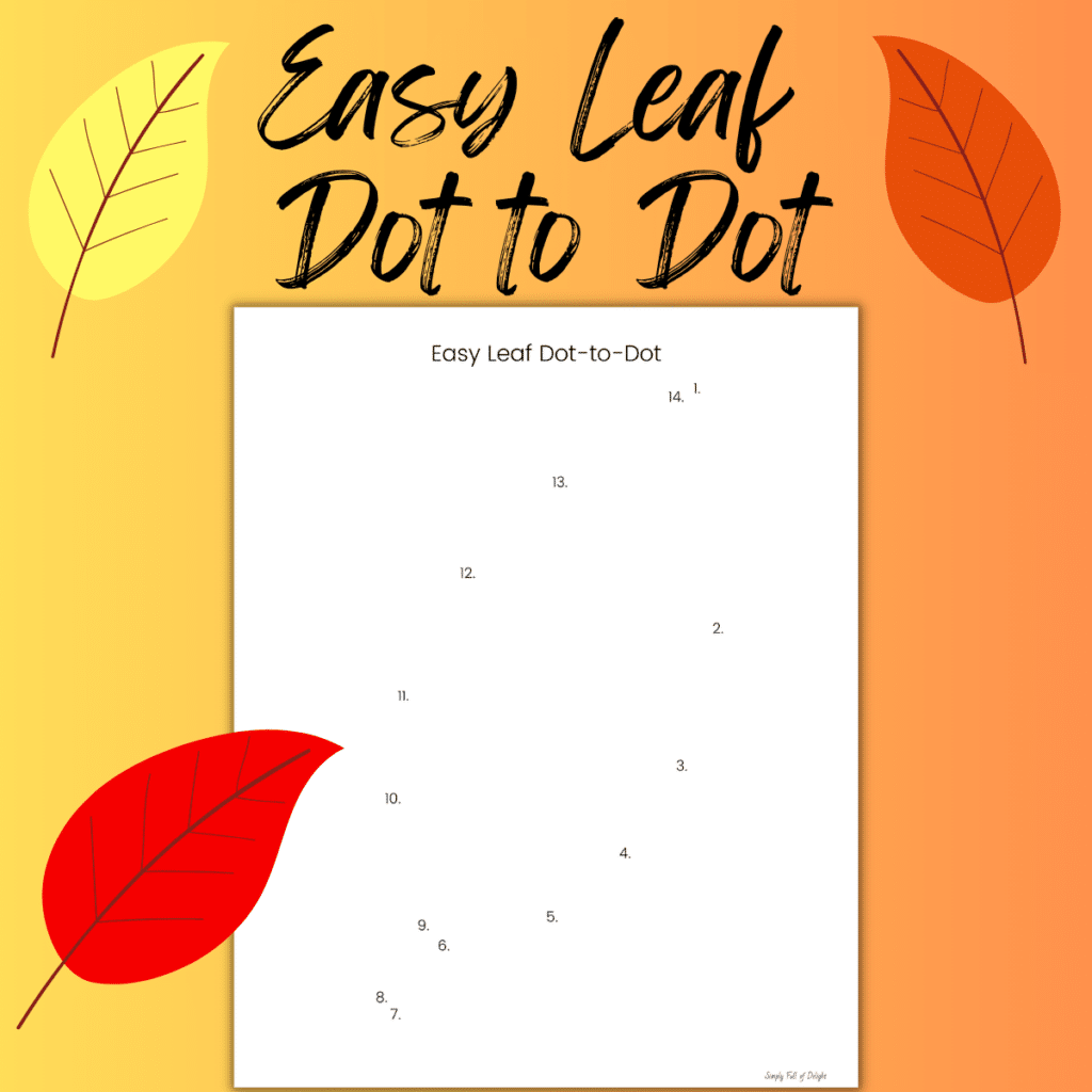 easy leaf dot to dot free printable
