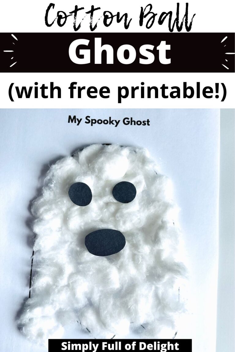 Easy Cotton Ball Ghost Craft for Kids (Free Template) - Simply Full of ...