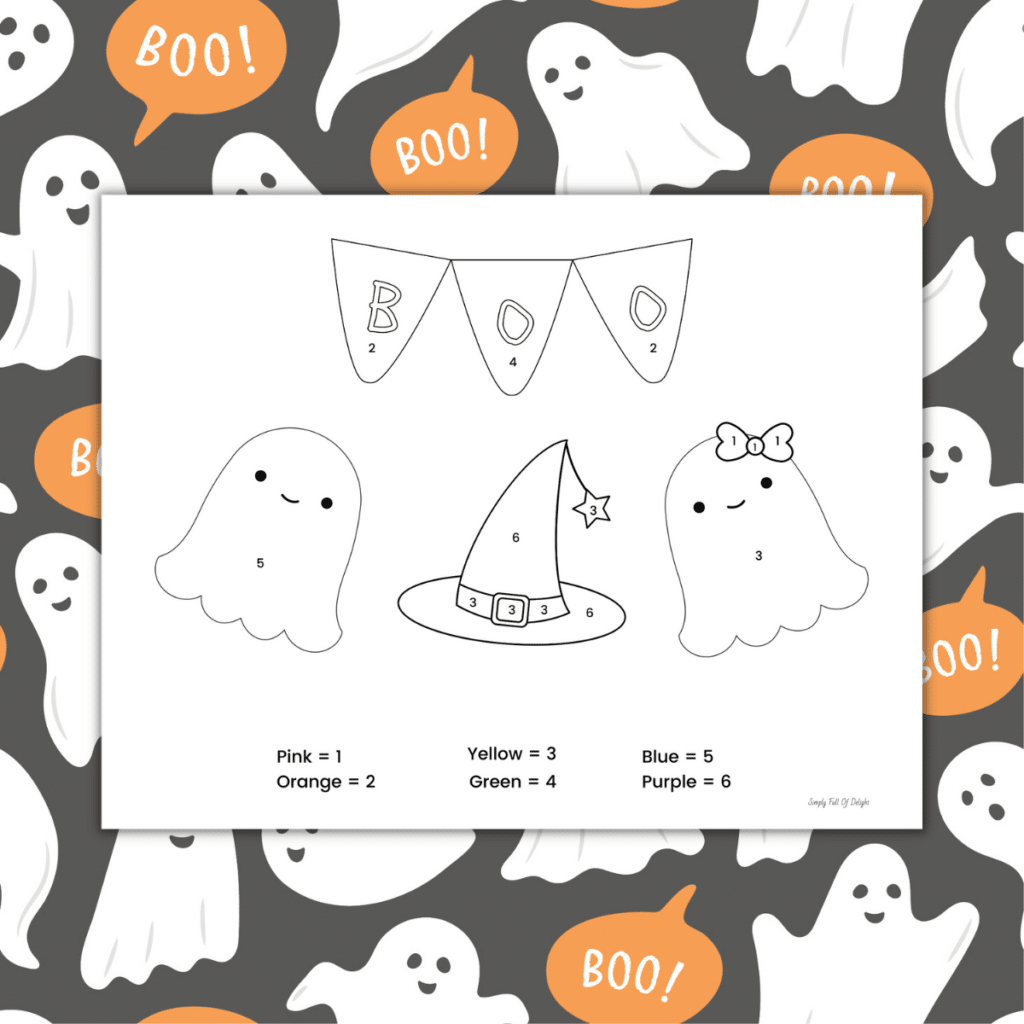 Ghost Color By Number Free Printable