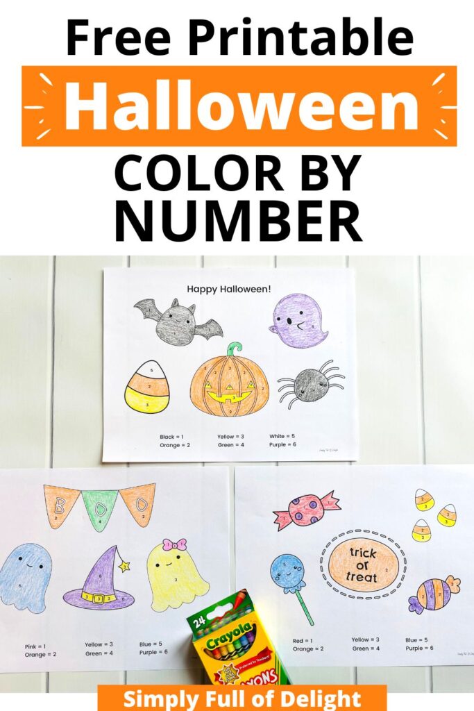 Free printable Halloween color by number pages