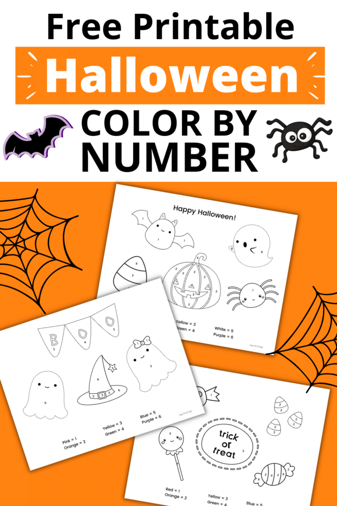 Free Printable Halloween Color by Number worksheets