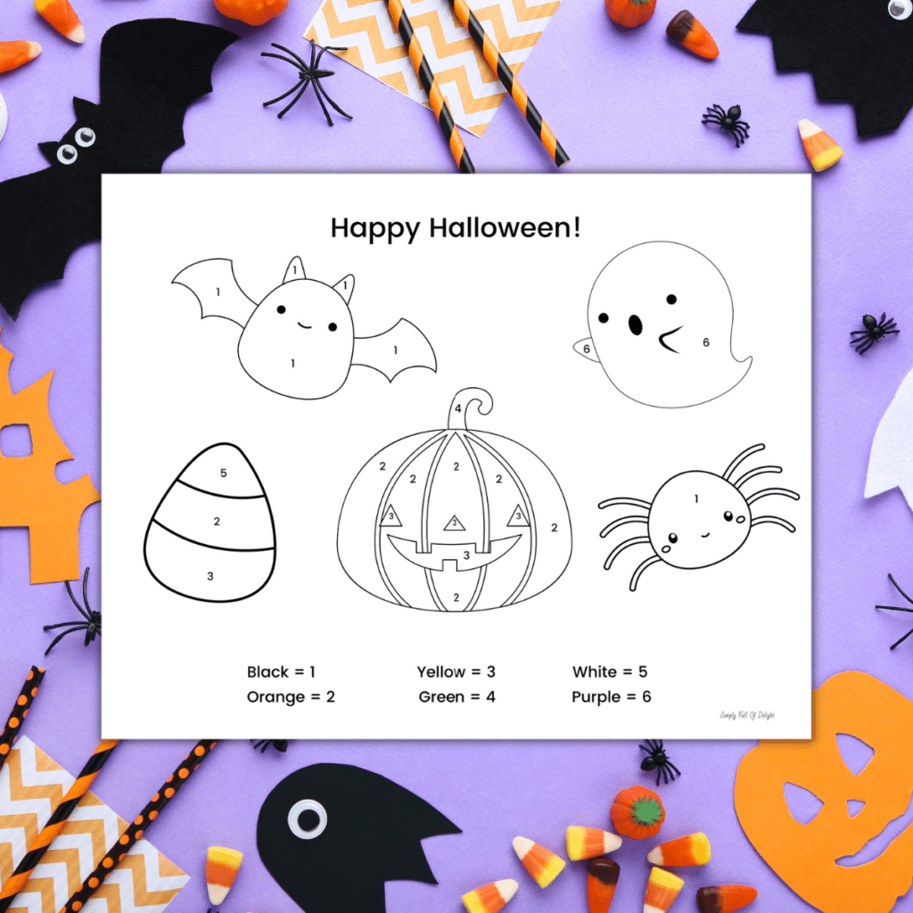 Happy Halloween Color By Number Worksheet