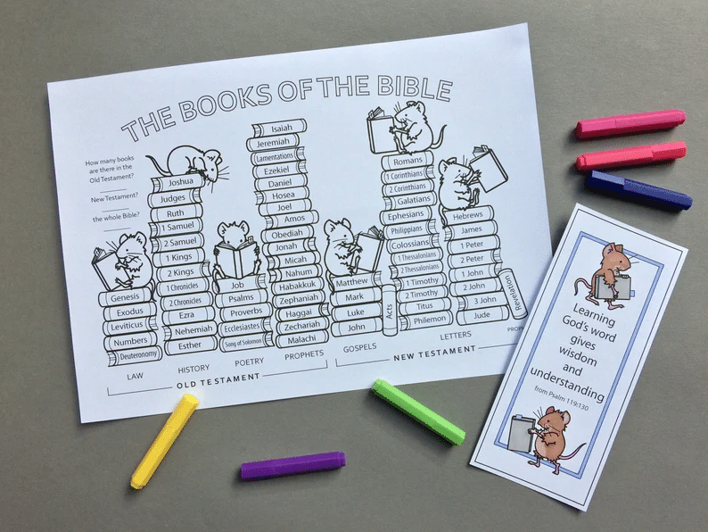 Books of the bible coloring sheet by Mouse Makes Studio