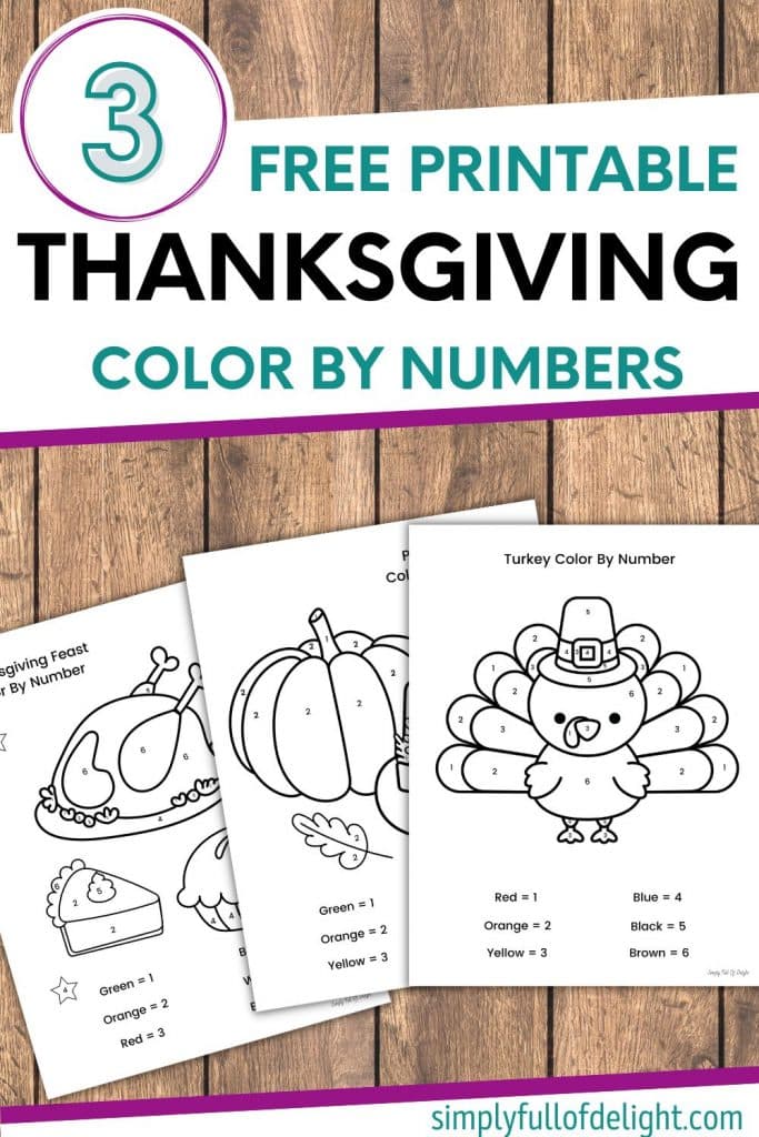 3 free printable thanksgiving color by numbers