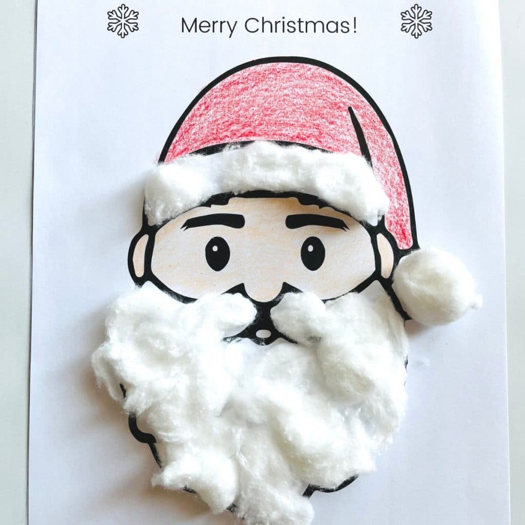 cotton ball Santa Claus