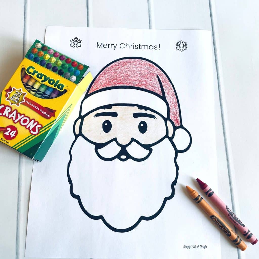 santa template colored with crayons