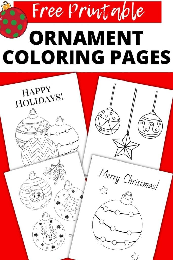 Free Printable Ornament coloring pages - 4 Christmas coloring sheets for kids