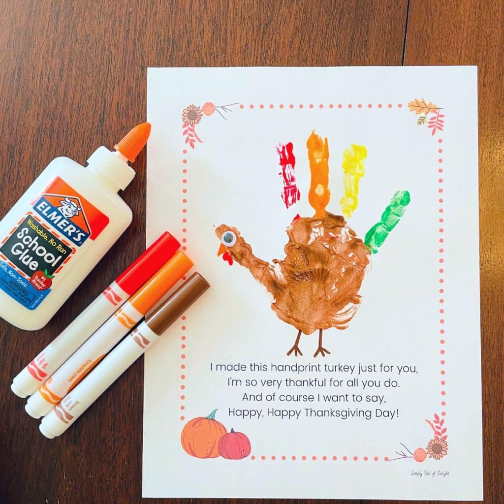 CUTEST Turkey Handprint Craft + Poem Printable - Make Life Lovely