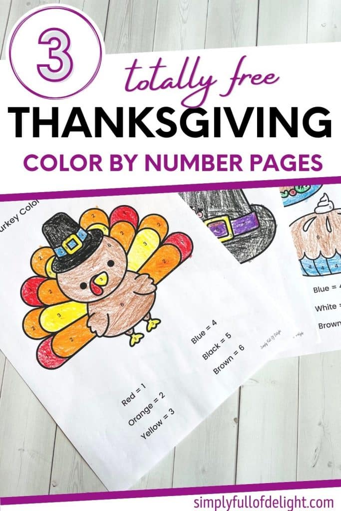 3 totally free Thanksgiving color by number pages