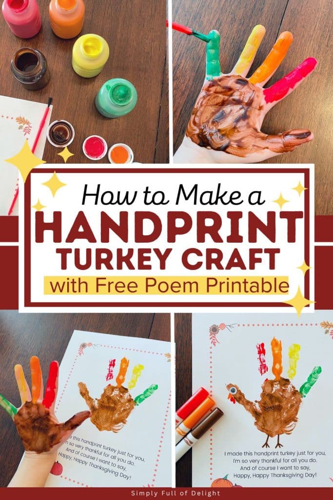 How to make a Handprint Turkey Craft with free poem printable