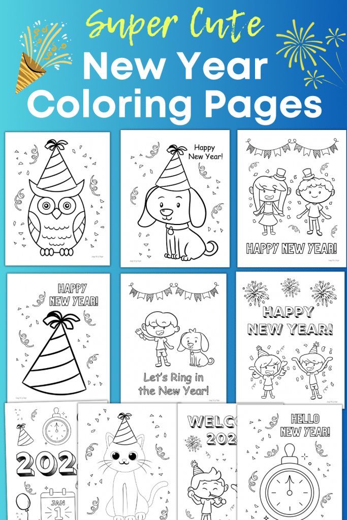 super cute New Year Coloring pages