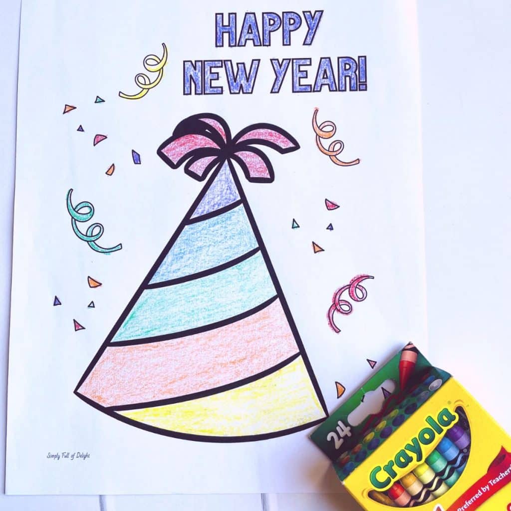 party hat New year coloring sheet for kids