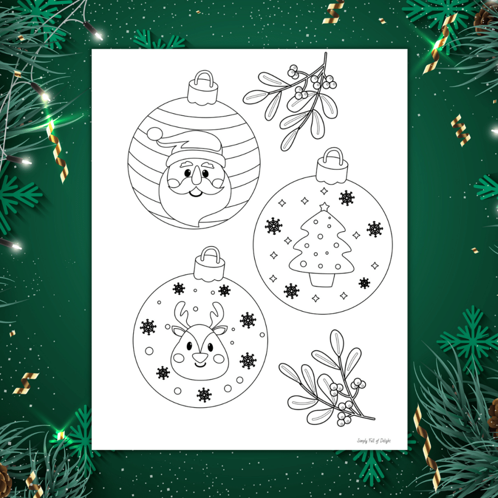 free printable Christmas ornaments to color or to hang on a tree