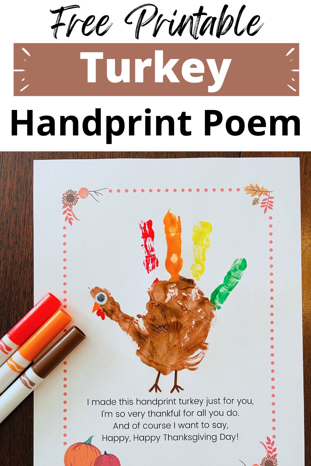 Free Printable Turkey Handprint Poem Printable Templatesfree Turkey