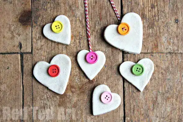 Button Salt Dough Hearts from Red Ted Art.