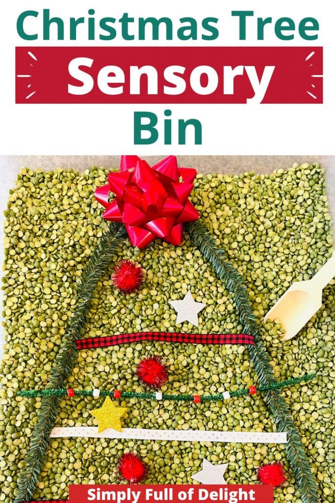 Christmas tree sensory bin 