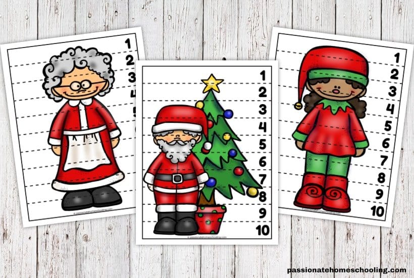 Free Printable Christmas Counting To 10 Puzzles by Passionate Homeschooling