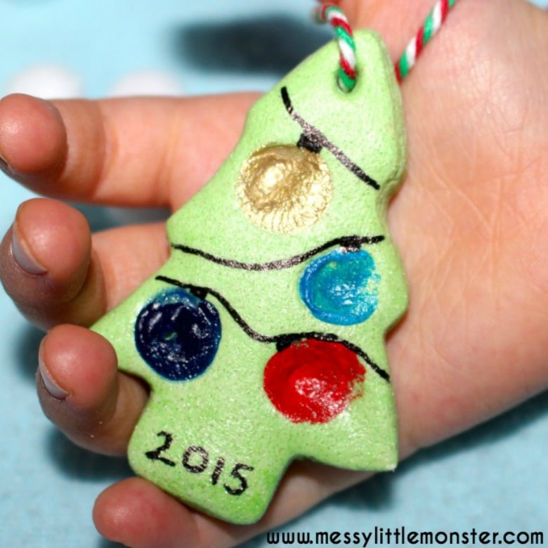 Fingerprint Christmas Tree Ornament by Messy Little Monster.